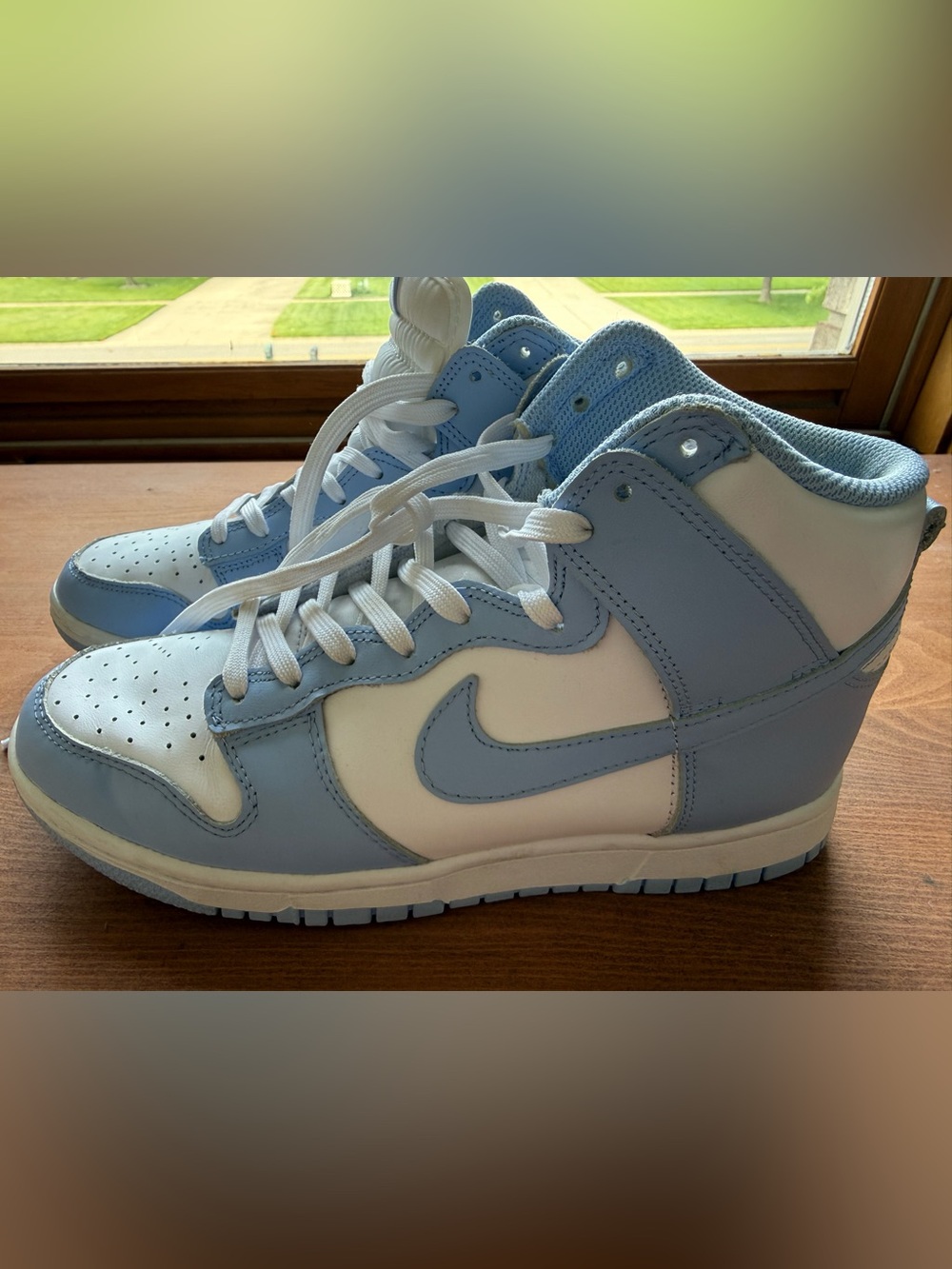 Nike Dunk High Aluminum Womens Size 8 Light Blue White Athletic Shoes Sneakers
